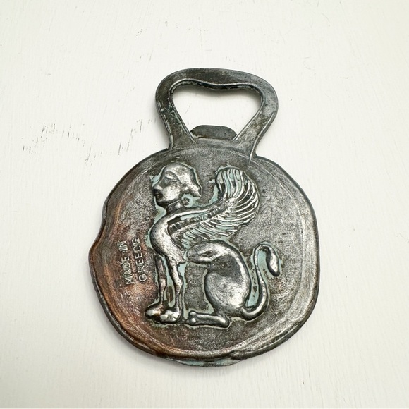 Vintage 2 Sided Bronze Bottle Opener Made in Greece w/Mythological Images